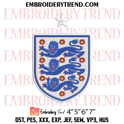 FC England Logo Embroidery Design, England Nation Football Team Machine Embroidery Digitized Pes Files
