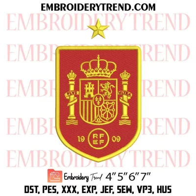 FC Spain Logo Embroidery Design, Spain National Football Team Machine Embroidery Digitized Pes Files