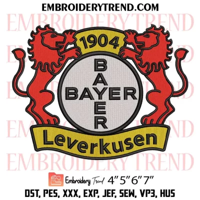 FC Bayer 04 Leverkusen Logo Embroidery Design, Football Bayer Leverkusen Fan Machine Embroidery Digitized Pes Files