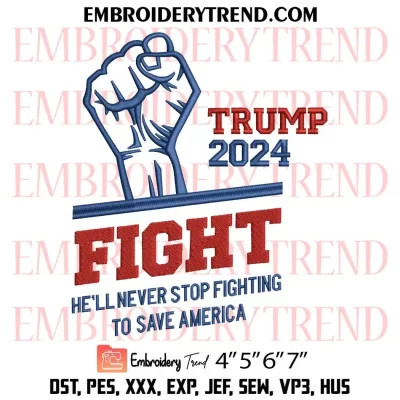 Trump 45s Alive 2024 Embroidery Design, Donald Trump Rally Shooting Machine Embroidery Digitized Pes Files