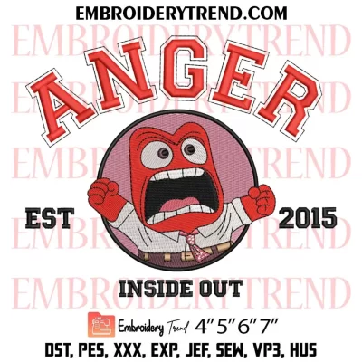 Inside Out Anger Est 2015 Embroidery Design, Inside Out 2 Machine Embroidery Digitized Pes Files