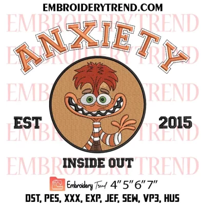 Inside Out Fear Est 2015 Embroidery Design, Inside Out 2 Machine Embroidery Digitized Pes Files
