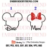 Mom Minnie Head Embroidery Design, Disney Family Machine Embroidery Digitized Pes Files