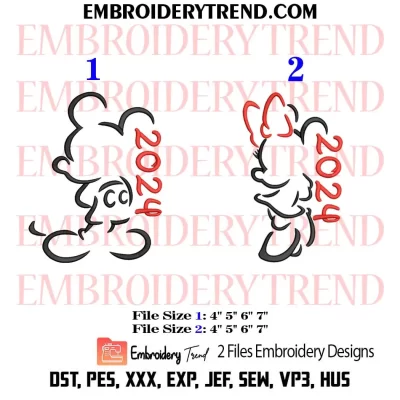 Minnie 2024 Embroidery Design, Minnie Mouse Outline Machine Embroidery Digitized Pes Files