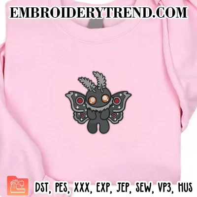 Mothman Cryptid Embroidery Design, Cute Mothman Machine Embroidery Digitized Pes Files
