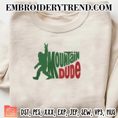 Mountain Dude Embroidery Design, Bigfoot Sasquatch Hiking Machine Embroidery Digitized Pes Files