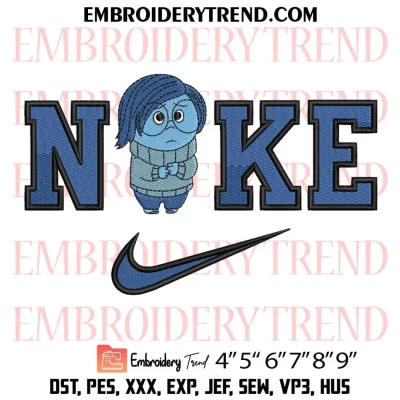 Nike Sadness Inside Out 2 Embroidery Design, Sadness Disney Machine Embroidery Digitized Pes Files