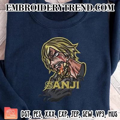 Sanji One Piece Embroidery Design, Vinsmoke Sanji Anime Machine Embroidery Digitized Pes Files