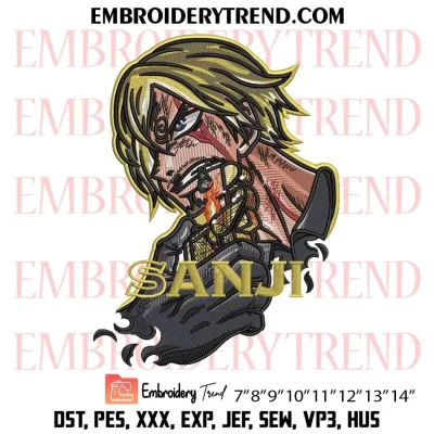 Sanji One Piece Embroidery Design, Vinsmoke Sanji Anime Machine Embroidery Digitized Pes Files