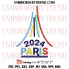 USA 2024 Eiffel Tower Embroidery Design, Paris Olympic Machine Embroidery Digitized Pes Files