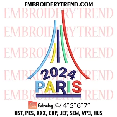 2024 Paris Embroidery Design, Eiffel Tower Paris Olympic Machine Embroidery Digitized Pes Files