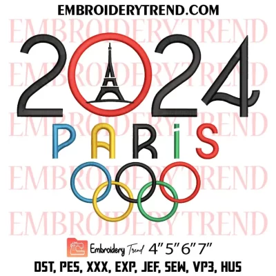 2024 Paris Embroidery Design, Eiffel Tower Paris Olympic Machine Embroidery Digitized Pes Files