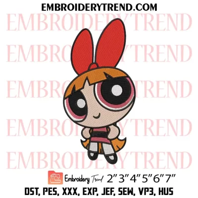 Blossom Cartoon Embroidery Design, The Powerpuff Girls Machine Embroidery Digitized Pes Files