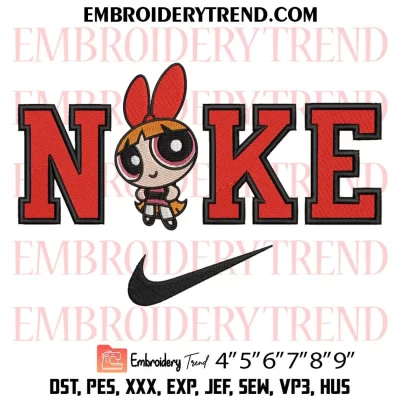 Blossom Nike Embroidery Design, Cartoon Powerpuff Girls Machine Embroidery Digitized Pes Files