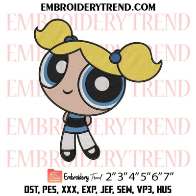 Bubbles Cartoon Embroidery Design, The Powerpuff Girls Machine Embroidery Digitized Pes Files