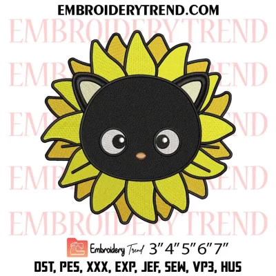 Chococat Sunflower Embroidery Design, Cute Sanrio Chococat Machine Embroidery Digitized Pes Files