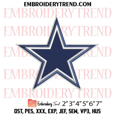 Dallas Cowboys Logo Embroidery Design, NFL American Football Machine Embroidery Digitized Pes Files