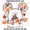 Mouse Ears Hello Fall Embroidery Design, Hello Disney Autumn Machine Embroidery Digitized Pes Files