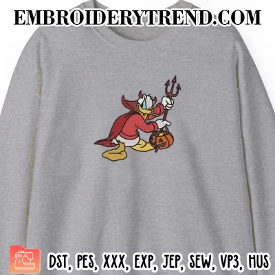 Donald Duck Devil Halloween Embroidery Design, Disney Halloween Machine Embroidery Digitized Pes Files