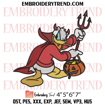 Donald Duck Devil Halloween Embroidery Design, Disney Halloween Machine Embroidery Digitized Pes Files