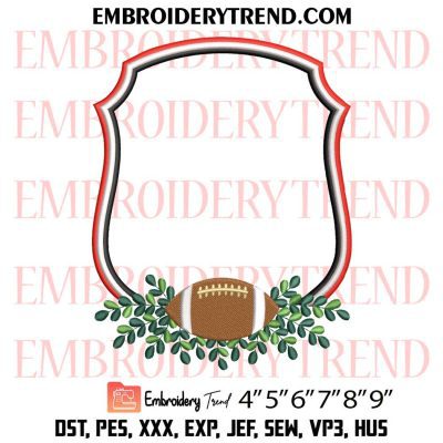 Football Ball Frame Embroidery Design, Custom Machine Embroidery Digitized Pes Files