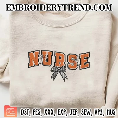 Halloween Nurse Embroidery Design, Spooky Season Bow Machine Embroidery Digitized Pes Files