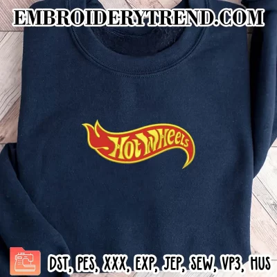 Hot Wheels Logo Embroidery Design, Hot Wheels Car Machine Embroidery Digitized Pes Files