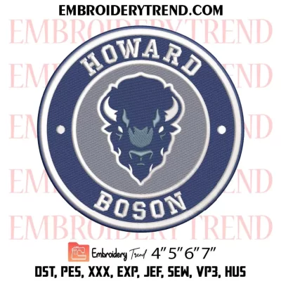 Howard Bison Circle Logo Embroidery Design, NCAA Machine Embroidery Digitized Pes Files