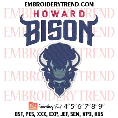 Howard Bison Logo Embroidery Design, NCAA Sport Machine Embroidery Digitized Pes Files