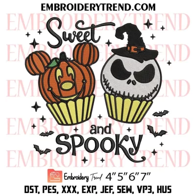 Jack Skellington Sweet And Spooky Embroidery Design, Spooky Halloween Machine Embroidery Digitized Pes Files