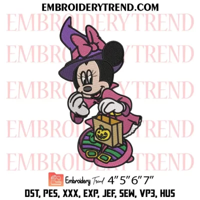 Minnie Mouse Halloween Embroidery Design, Funny Minnie Disney Machine Embroidery Digitized Pes Files