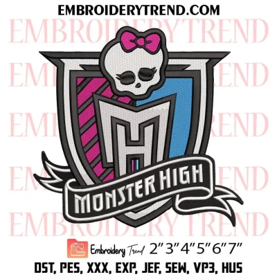 Monster High Skull Logo Embroidery Design – Digitized File