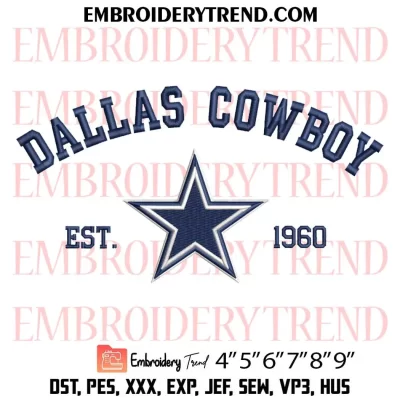 NFL Dallas Cowboys 1960 Embroidery Design, NFL Football Machine Embroidery Digitized Pes Files