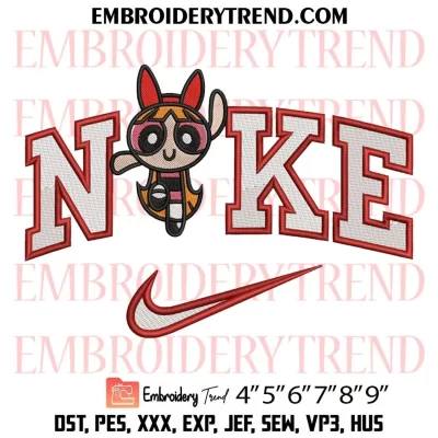 Nike Blossom Cartoon Embroidery Design, The PowerPuff Girls Machine Embroidery Digitized Pes Files