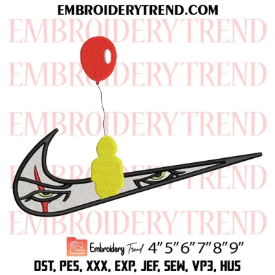 Pennywise Face Balloon Embroidery Design, Halloween Horror Machine Embroidery Digitized Pes Files