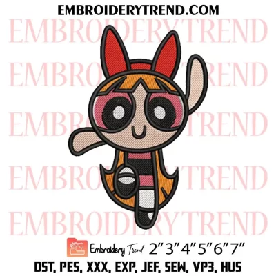 Powerpuff Girls Blossom Embroidery Design, Red Powerpuff Girls Cartoon Machine Embroidery Digitized Pes Files