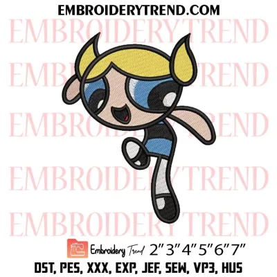 Powerpuff Girls Bubbles Embroidery Design, Yellow Powerpuff Girls Cartoon Machine Embroidery Digitized Pes Files