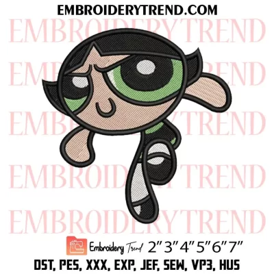 Powerpuff Girls Buttercup Embroidery Design, Green Powerpuff Girls Cartoon Machine Embroidery Digitized Pes Files