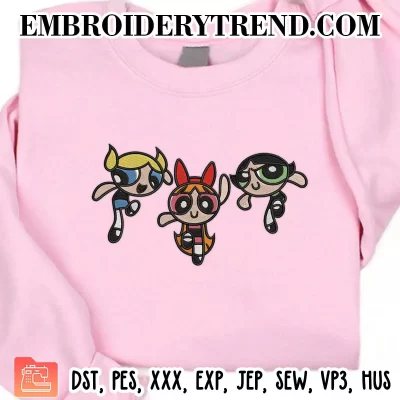 Powerpuff Girls Cartoon Embroidery Design, The Powerpuff Girls Machine Embroidery Digitized Pes Files