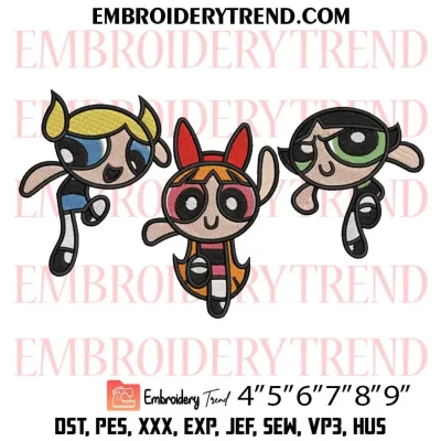 The PowerPuff Girls Funny Embroidery Design, Cartoon Machine Embroidery Digitized Pes Files