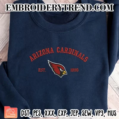 Arizona Cardinals Est 1898 Embroidery Design, NFL Logo Machine Embroidery Digitized Pes Files