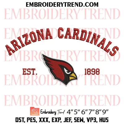 Arizona Cardinals Est 1898 Embroidery Design, NFL Logo Machine Embroidery Digitized Pes Files