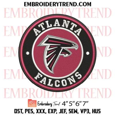 Atlanta Falcons Circle Logo Embroidery Design, NFL Team Machine Embroidery Digitized Pes Files