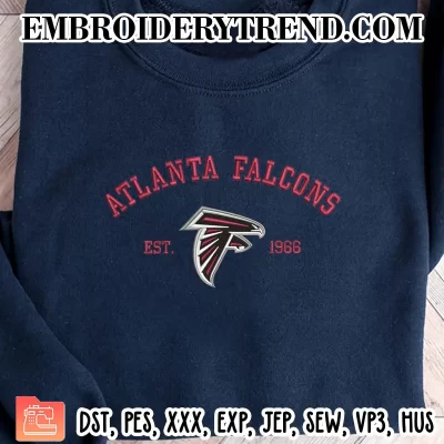 Atlanta Falcons Est 1966 Embroidery Design, NFL Logo Machine Embroidery Digitized Pes Files