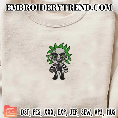 Beetlejuice Chibi Embroidery Design, Horror Movies Machine Embroidery Digitized Pes Files