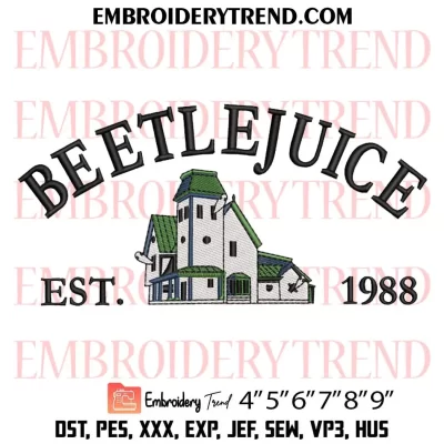 Beetlejuice Chibi Embroidery Design, Horror Movies Machine Embroidery Digitized Pes Files