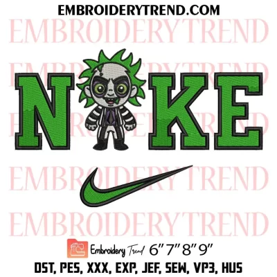 Beetlejuice Nike Embroidery Design, Horror Movie Halloween Machine Embroidery Digitized Pes Files