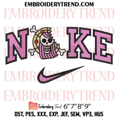 Bonney Pirate Logo x Nike Embroidery Design, One Piece Anime Machine Embroidery Digitized Pes Files