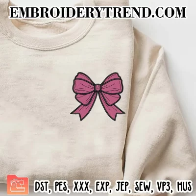 Bow Embroidery Design, Gift Bow Cute Machine Embroidery Digitized Pes Files