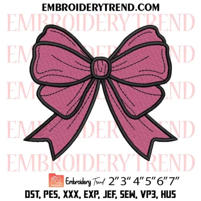 Baseball Bow Embroidery Design, Girl Baseball Machine Embroidery Digitized Pes Files